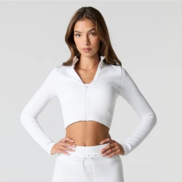Sommer Ray White Cropped Compression Zip Workout Gym Jacket M - Picture 1 of 8